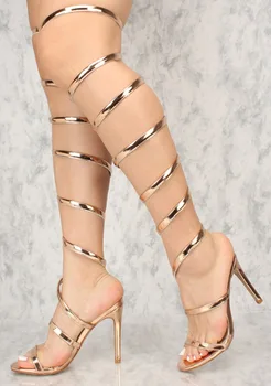 gold thigh high heels