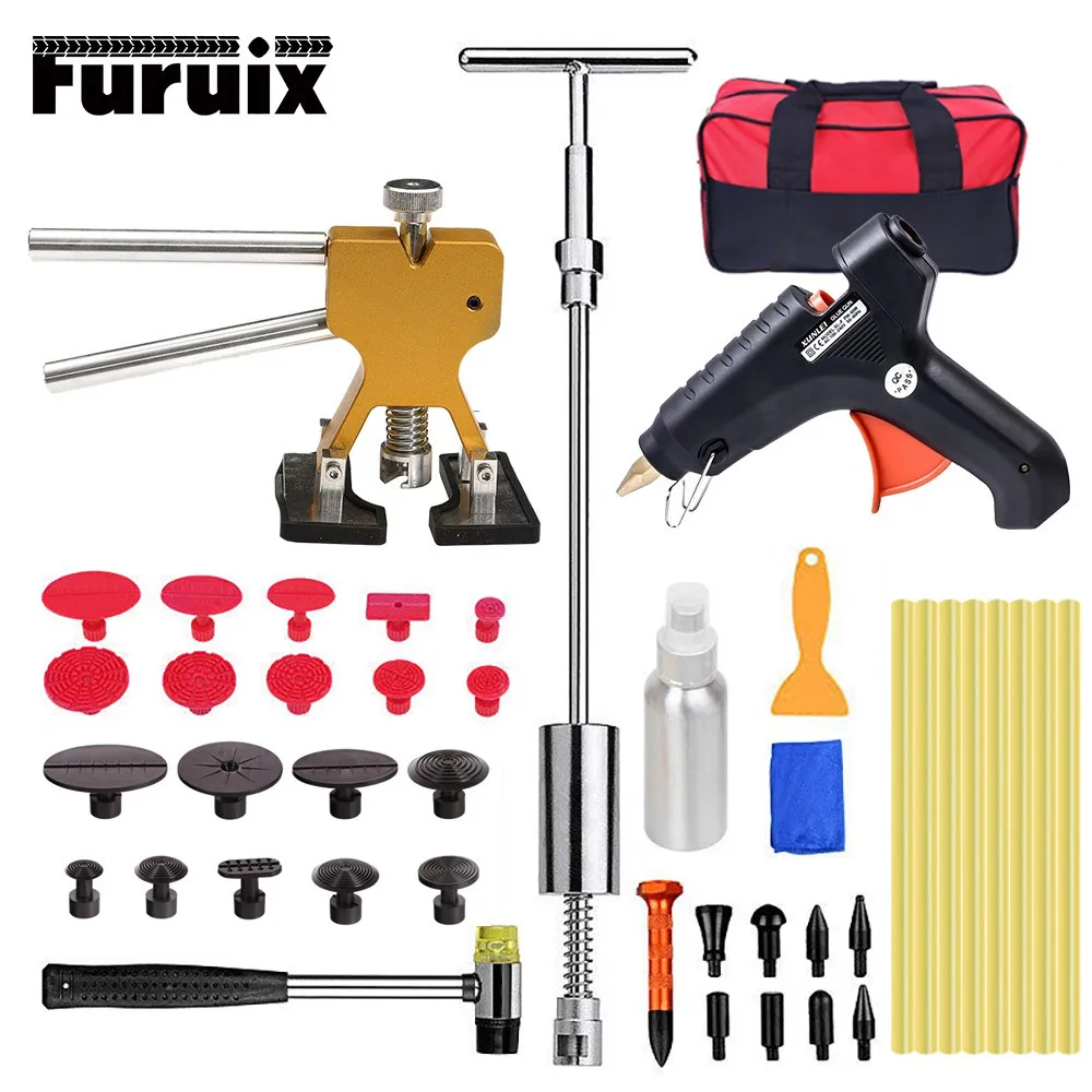 

PDR Tools To Remove Dents Auto Tool Set Car Body Repair Kit Dent Puller Kit Reverse Hammer Lifter Removal Glue Gun Suckers