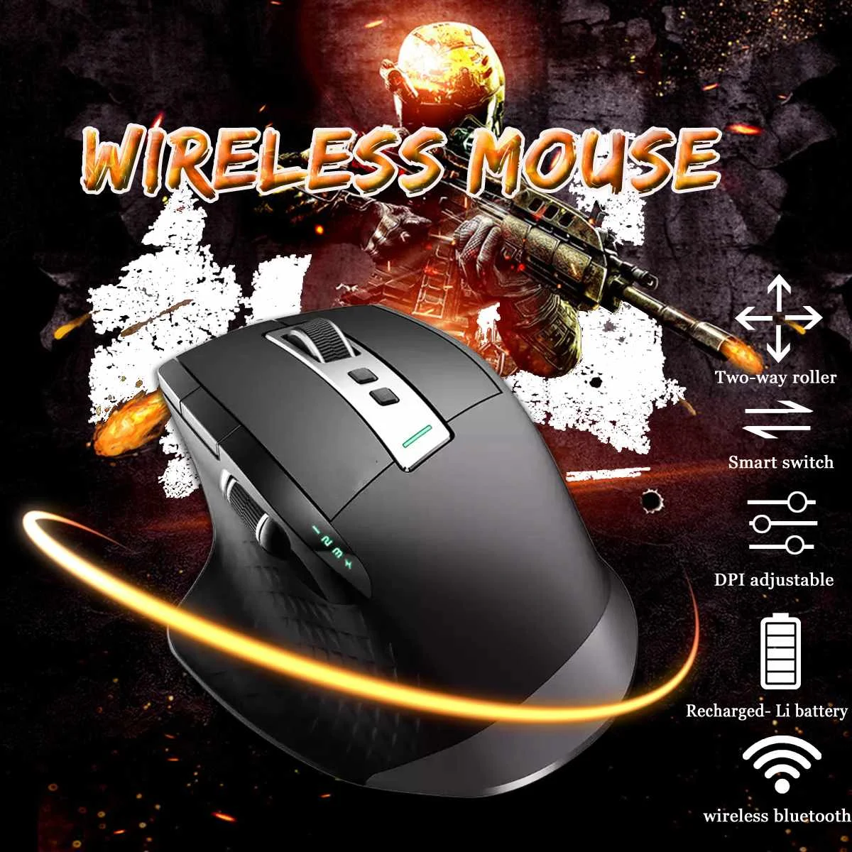 

LEORY MT750S Rechargeable Multi-mode Wireless Mouse bluetooth 3.0/4.0 2.4G Switch Among 4 Devices For PC and Laptop