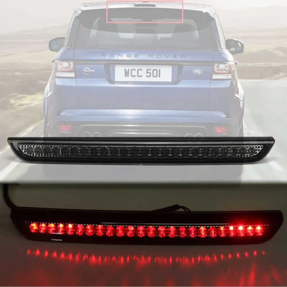 

High quality High Positioned mount Car Rear Spoiler High Level LED Third Brake Stop Light Lamp For Range Rover Sport Evoque