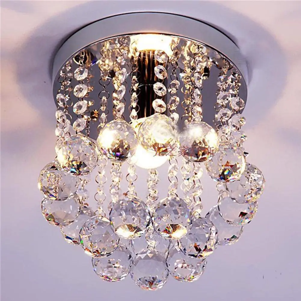 

High Quality Crystal Droplets Silver Chrome Ceiling Light Chandelier Fitting Lamp OE