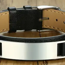 Стильный мужской и#39 s Черный Браслет из натуральной кожи гравировка 12 мм индивидуальные ID Pulseira Masculina длина регулируемая