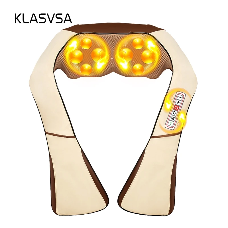 KLASVSA Electric Heating Neck Massager Cape Shiatsu Car Home Infrared KneadingTherapy Ache Shoulder Back Massageador Relax
