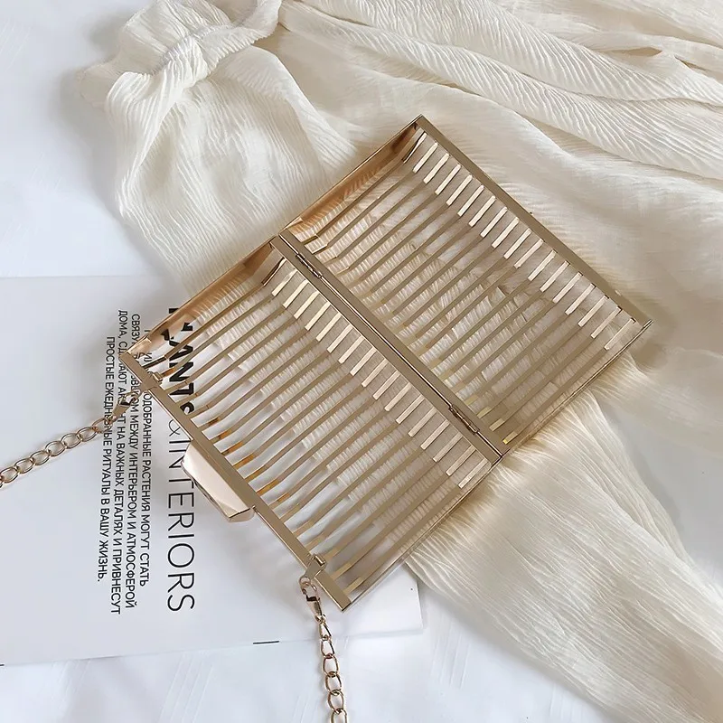 TTOU Women's Evening Bag Shoulder Metal Hollow Crossbody Bags Designer Clutch Cage Fashion 2019 Summer Handbag TTOU Women's Evening Bag Shoulder Metal Hollow Crossbody Bags Designer Clutch Cage Fashion 2019 Summer Handbag