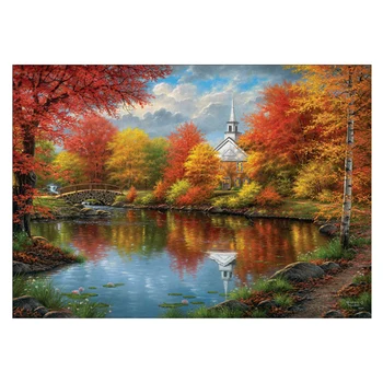 

1pc 5D Cross Stitch Kits Diamnond Drawing of Scenery of Pools Autumn Stitch Crafts Diamond Wall Painting Wall Decoration Crafts