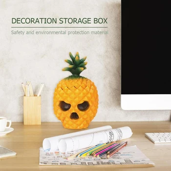 

Pineapple Skull Storage Box Office Desktop Resin Jewelry Makeup Storage Bin Sundries Organizer Container Table Home Decor