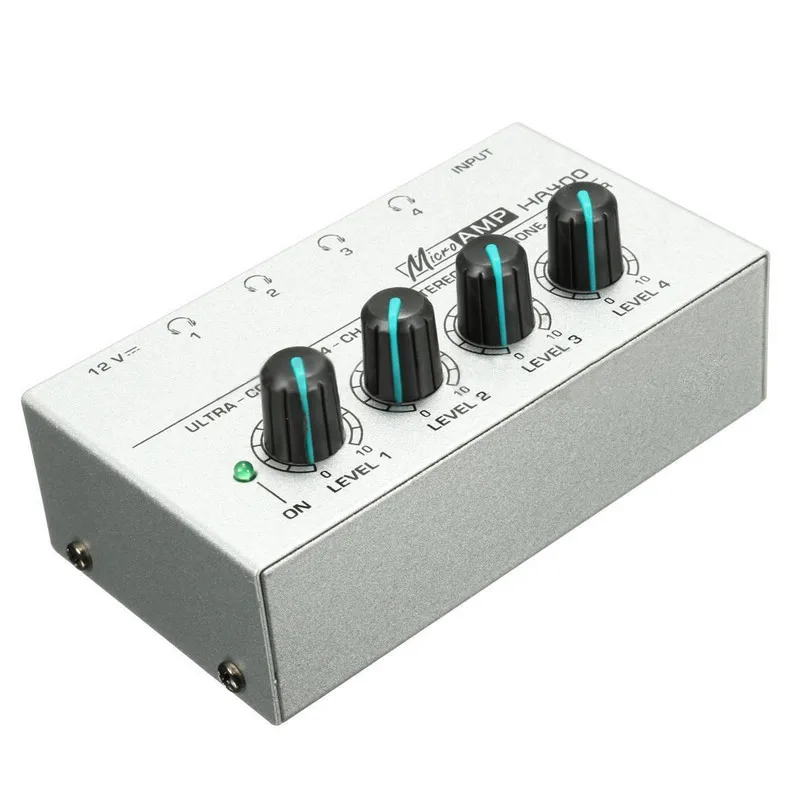HA400 Ultra-Compact 4 Channel Mini Audio Stereo Headphone Amplifier Amp Microamp Amplifier with EU Power Adapter HA400 Ultra-Compact 4 Channel Mini Audio Stereo Headphone Amplifier Amp Microamp Amplifier with EU Power Adapter