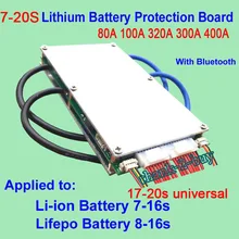 Смарт 7S до 20S Lifepo4 литий-ионная батарея Защитная плата BMS 400A 320A 300A 100A 80A Bluetooth телефон приложение android 10S 13S 14S 16S
