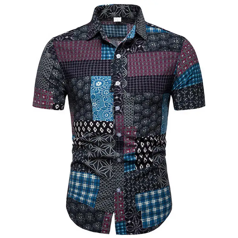 

Mens Beach Hawaiian Shirt Tropical Summer Short Sleeve Shirt Men Brand Clothing Casual Loose Cotton Button Down Shirts Plus Size
