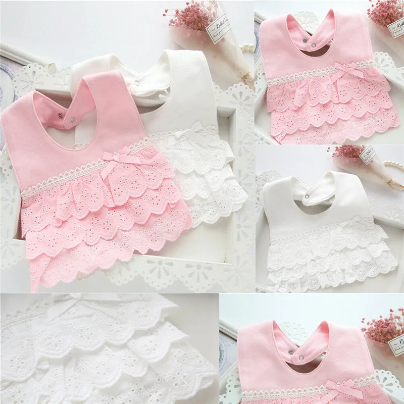 

PUDCOCO Fashion Newborn Toddler Princess Lace Cotton Baby Bibs Cute Bowknot Floral Girl Saliva Towel Kid Bib Feeding Cloth