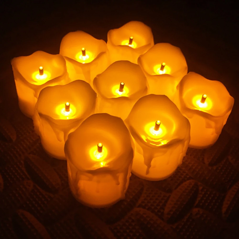 12 шт. светодио дный Электрический батарея питание Tealight свечи Теплый Белый Беспламенного для праздника/Свадебные украшения Рождество украшения