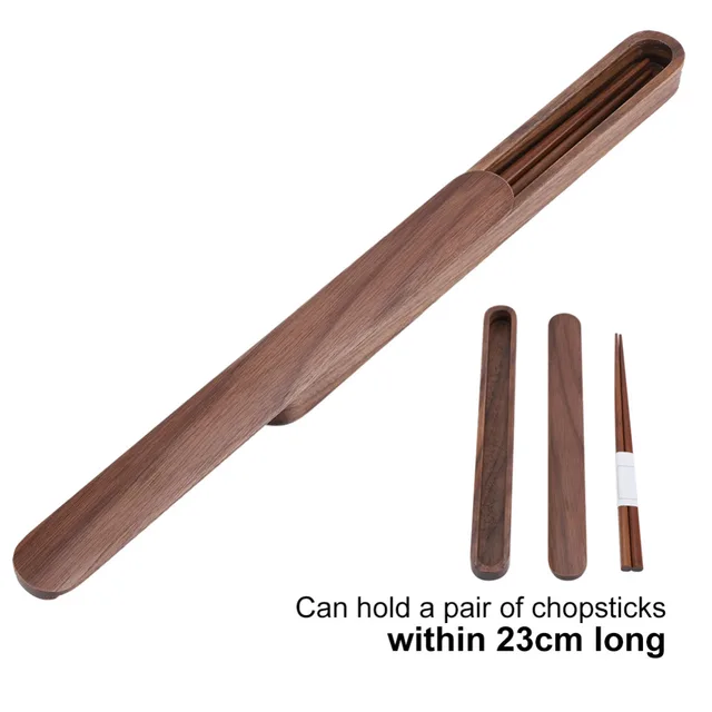 Home Eco-friendly Natural Bamboo Wood Wooden Reusable Chopsticks Sushi Food Stick Chopsticks Storage Case Box Set Home Portable 5