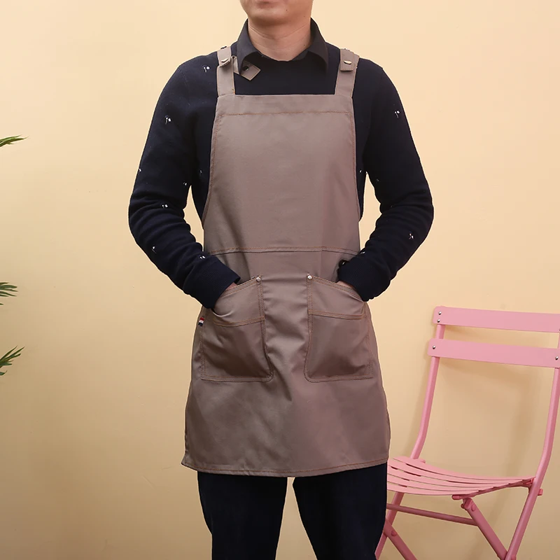 2020 New Kitchen apron for woman canvas Unisex work cleaning cotton aprons simple bib Sleeveless chef Tablier cooking Delanta