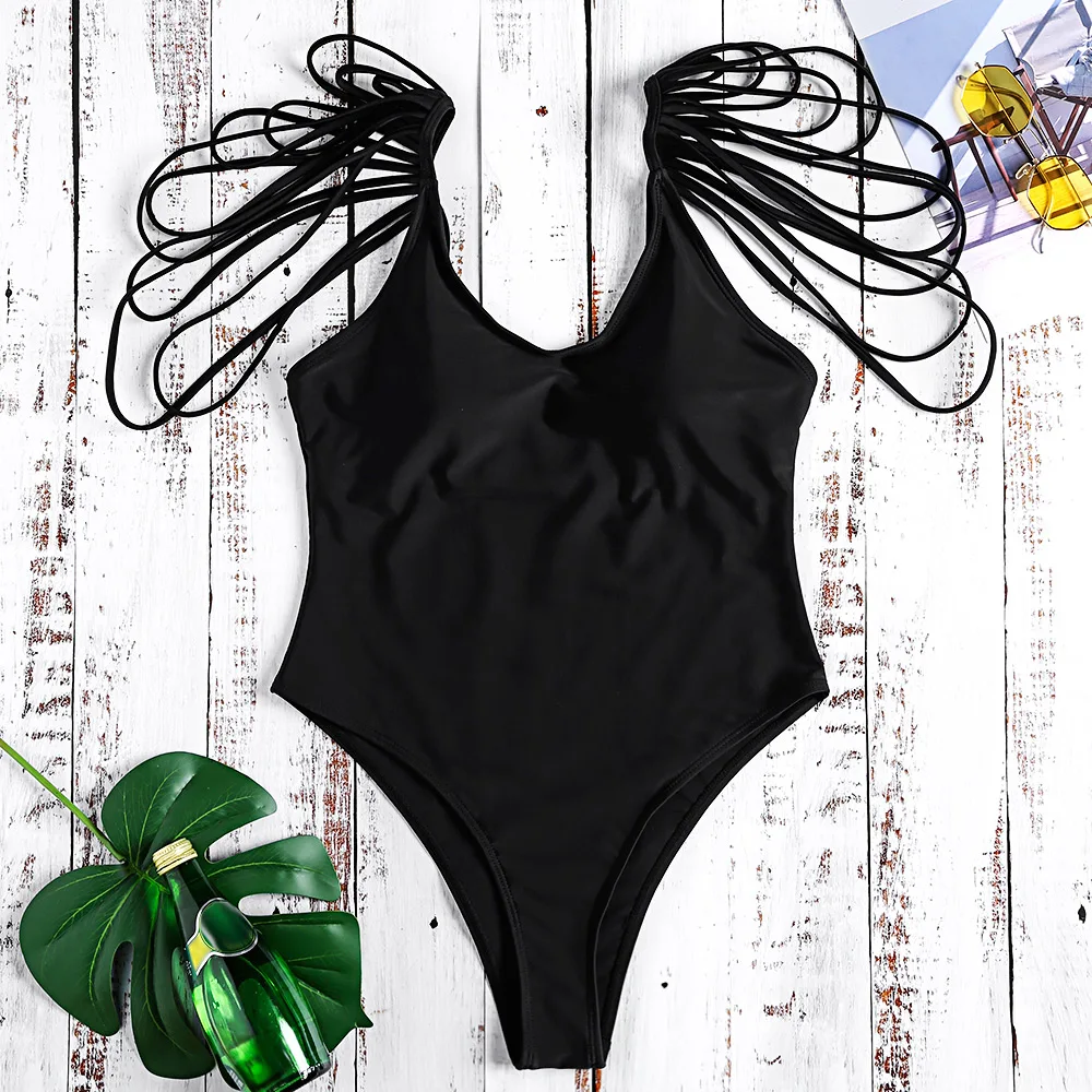 

LANGSTAR Women'S Swimming One-Piece Suits Scoop Neck Backless Padded Strappy Solid Color Women Swimsuit Bikinis 2019 Mujer
