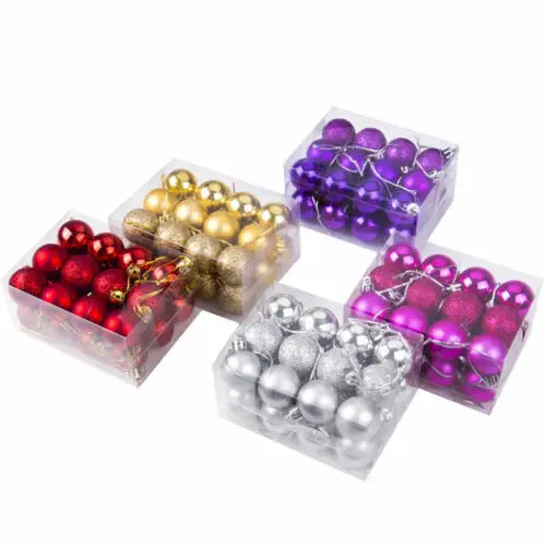 Adornos de bolas de Navidad 24 piezas perchas de bolas de Navidad adornos de árbol de Navidad adornos colgantes decoración de fiesta 40mm Adornos de bolas de Navidad 24 piezas perchas de bolas de Navidad adornos de árbol de Navidad adornos colgantes decoración de fiesta 40mm
