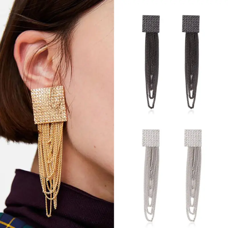 ZTMYHDHD Womens Earring Drop Dangle Exaggerated Tassels Metal Retro Statement Earrings For Anniversary Day Jewelry | Украшения и