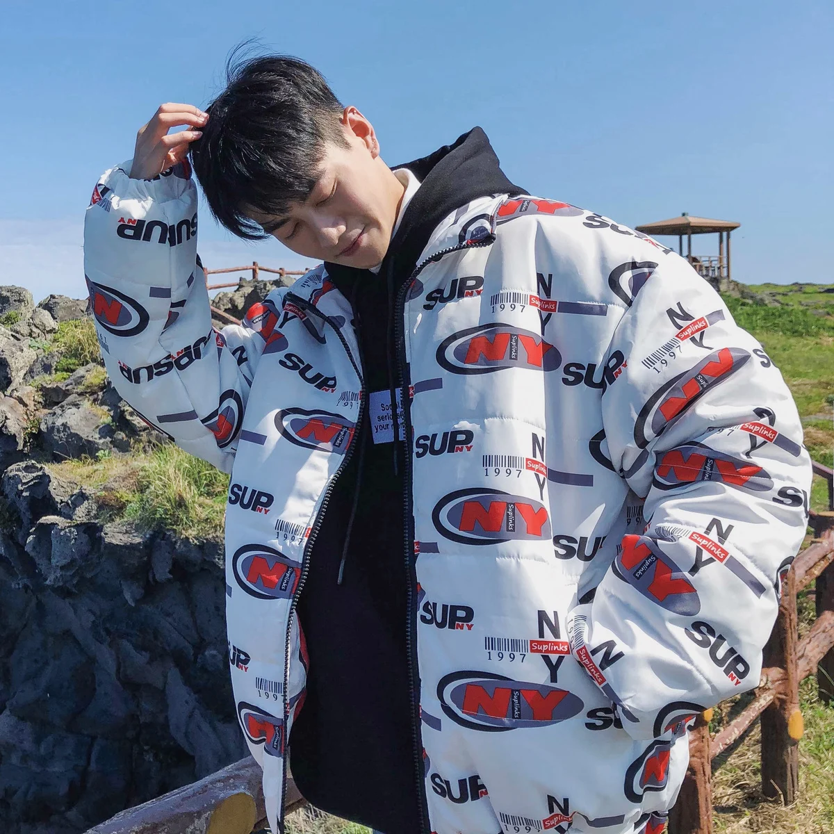 2018 модная зимняя новая продукция мужская хлопковая стеганая одежда Китайский Японский английский стиль высокая Уличная Повседневная