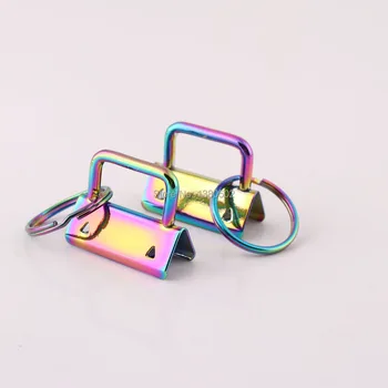 

10pcs /lot 32mm Colorful Rainbow Color With Split Ring Key Ring Key Fob Hardware For lanyard Ribbon Webbing