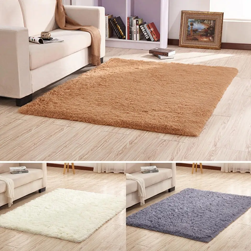 

3 Colors Rectangle Shape Polyester Mat Solid Thickening Carpet Coffee Bedroom Bedside Living Room Table Rug HomeTextile
