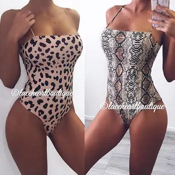 

Women Sexy Leopard Print Bandage Jumpsuits Clothes Ladies Bodycon Bodysuits V Neck Stretch Leotard Tops Costumes