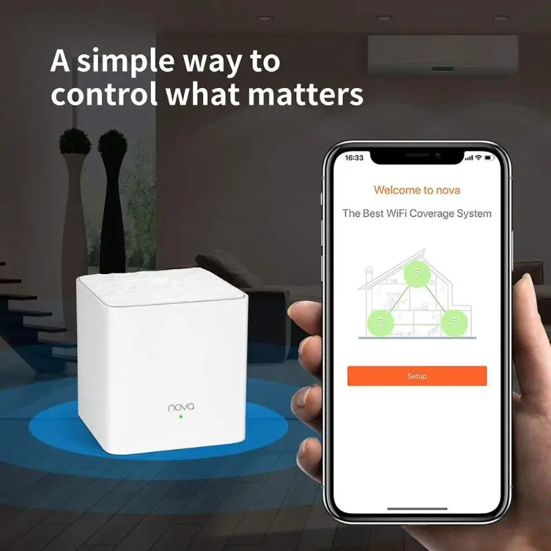 

2pcs/set Tenda Nova MW3 AC1200 Dual Band Wireless Router 2.4/5GHz WiFi Repeater System APP Remote Manage