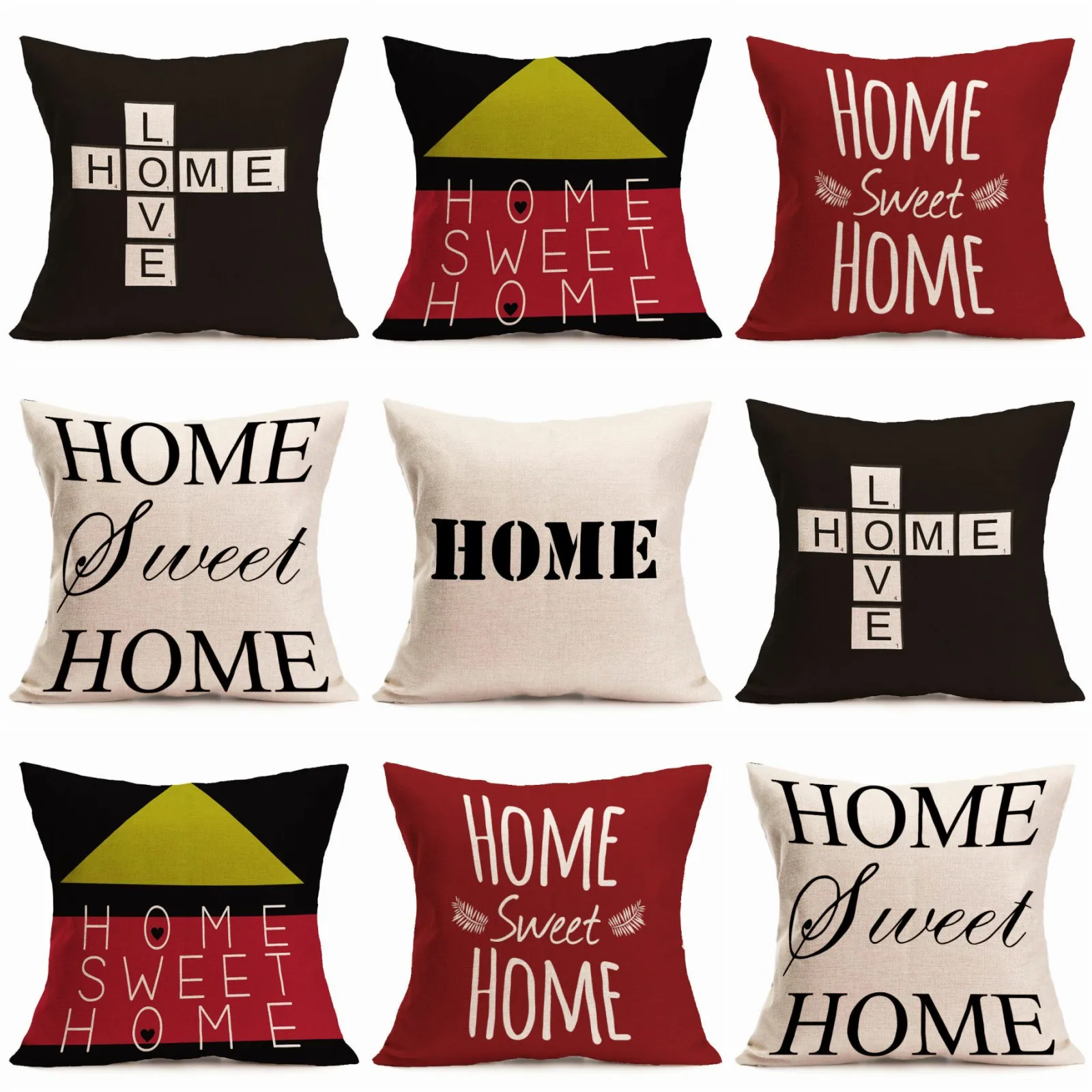 

Vintage Love Sweet Home Letter Cushion Cover 45x45cm Cotton Linen Throw Pillowcase for Home Sofa Bed Decor Family Gift