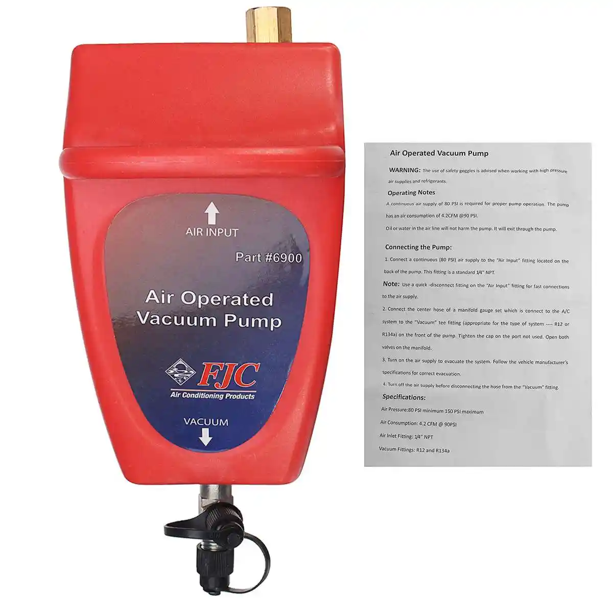 4 2cfm A C Air Conditioning System Tool Air Operated Vacuum Pump Auto 1 2 Acme
