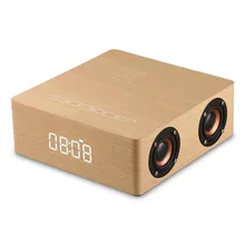 Excelvan Деревянный беспроводной Bluetooth динамик с сенсорной кнопкой часы HiFi стерео Бас Саундбар коробка динамик с AUX 3,5 мм TF карта