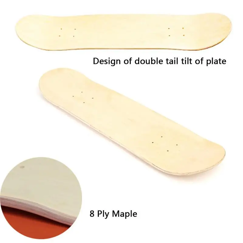 

8 Inch 8-Layer Maple Blank Skateboard Deck Skate Boarddouble Concave Kick Decks Skate Board Rough Sandpaper For Longboard DIY