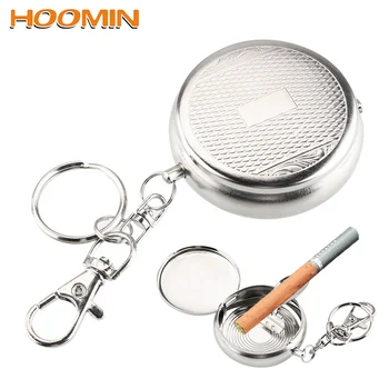 

HOOMIN Ashtray with Key Chain Pocket Ashtray Portable Mini Stainless Steel Vehicle Cigarette Ashtray