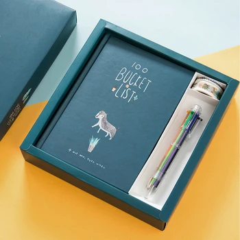 

A5 Kawaii 100 Bucket List Diary Notebook Hand Books Planner Stationery with Tape Pen for Students Girls Children Kids Gifts