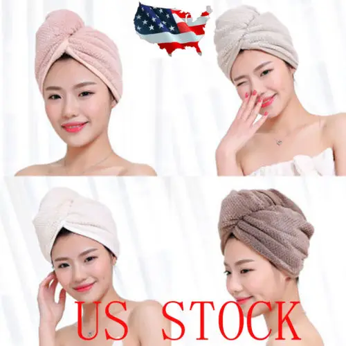 Quick Dry Microfiber Hair Towel Drying Turban Twist Bath Spa Hair Wrap Hat Cap