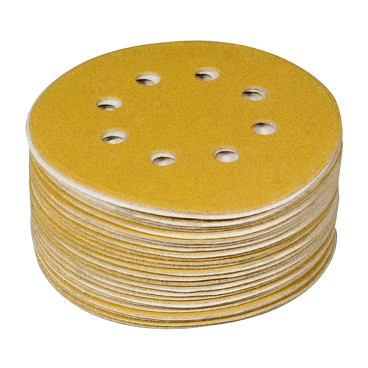 

50 Pack New Sandpaper 44022G-50 5inch 8 Hole 220 Grit Hook and Loop Sanding Discs - Gold Drop Shipping