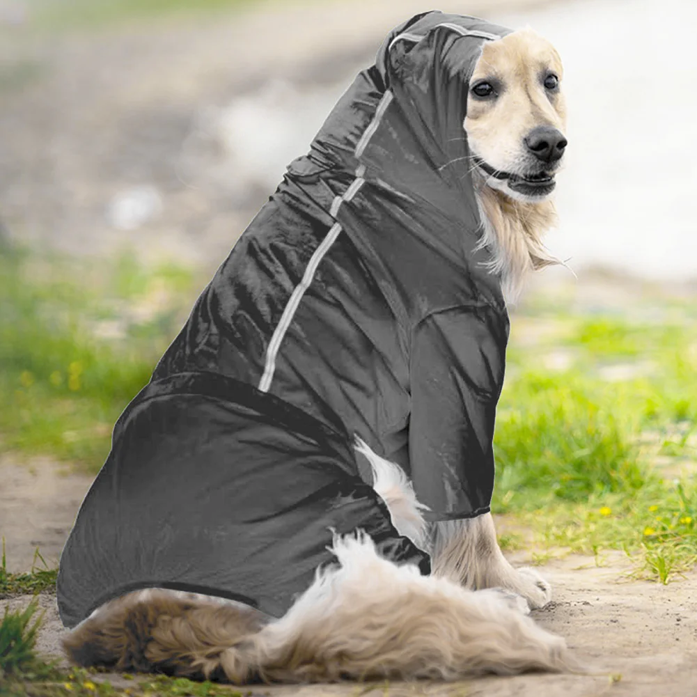 

Pet Raincoat XXL Black Waterproof Cat Dog Hooded Coat Safety Rain Cover Jacket Pet Rainwear Clothes
