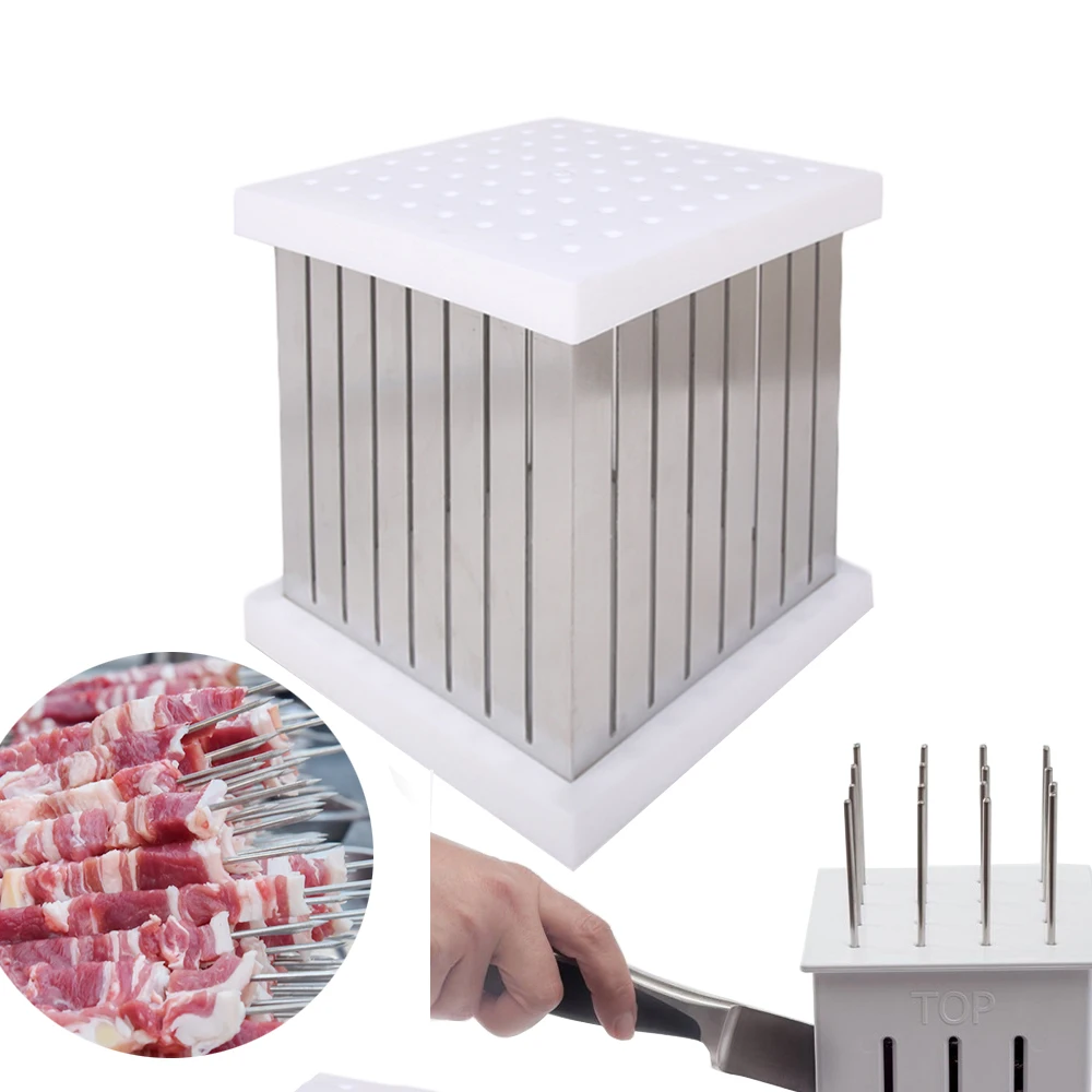 

64 Holes BBQ Skewers Kebab Maker Box Barbecue Tool Kebab Skewer Machine Brochette Slicer BBQ Beef Forks Meat Maker For Kitchen