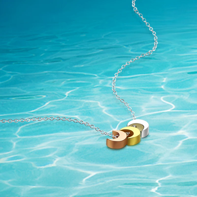 

925 sterling silver Moon Pendant Necklace For Women Simple Collar charm New Necklaces Fashion Jewelry