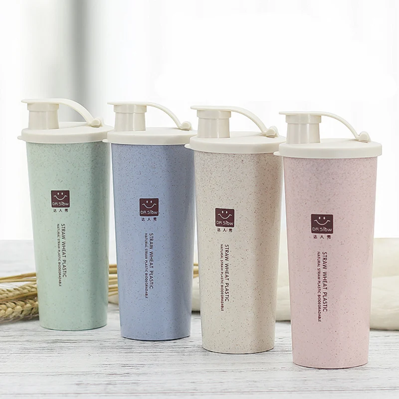 450 ml مسحوق بروتين شاكر زجاجة المياه القمح القش BPA صديقة للبيئة خلاط الرياضية اللياقة البدنية الحليب يهز زجاجة الشرب استخدام أدوات