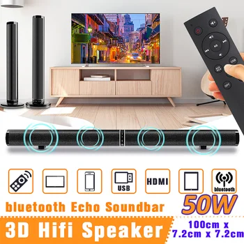 

50W Wireless bluetooth TV Sound Bar Speaker Sub Woofer Surround Stereo Home Theatre System Computer Hang Wall Soundbar