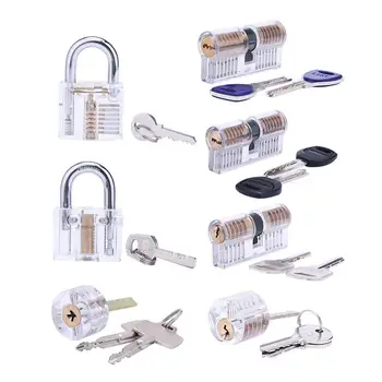 

AUGKUN 7 PCS Transparent Lock Combination Set Locksmith Beginner Practice Craft Training Lock