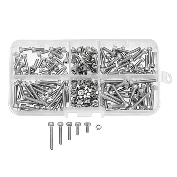 

Suleve M3SS6 210pcs M3 Stainless Steel Hex Socket Cap Head Screws Nut Assortment Set Silver