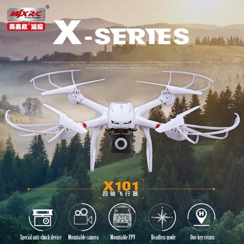 Drone MJX X101 FPV Quadcopter Wifi Headless One Key Return Flying Drones can + C4018 HD FPV GoPro Camera vs JJRC H8D H11D H12C