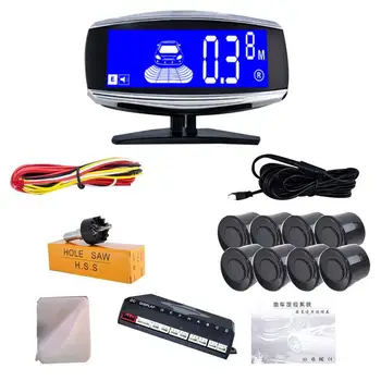 

LCD Dual Display 4/6/8 Parking Sensor Car Auto Vehicle Reversing Radar Monitor LCD Blue Screen Display Front And Rear Distance