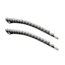 2 шт Искусственный жемчуг заколки для волос длинные заколки Бобби шпильки для женщин и девочек(серебро