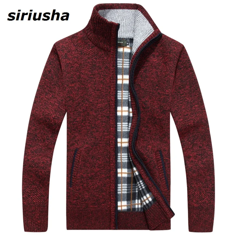 

Siriusha72 Sweater for Men Spring and Autumn High Necked Velvet Thick Collar Fastener Cardigan Casual Zipper Sweate