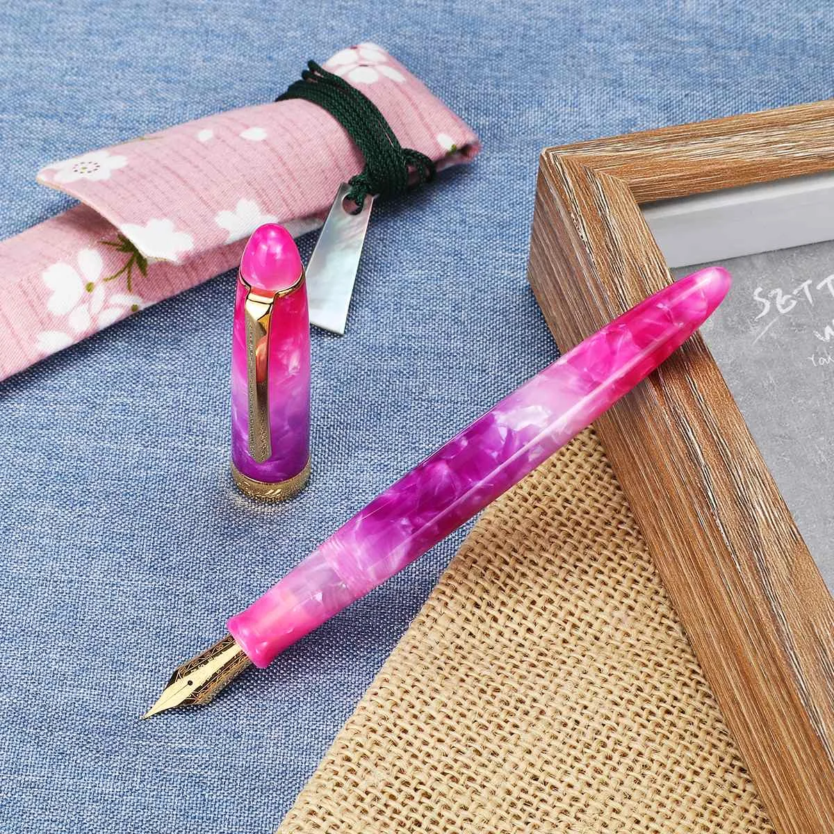 

KICUTE 0.5mm F Nib Resin Fountain Pen Business Office Gift Luxury Gift Chic Wedding Signing Ink Pens with Bag Penbbs 308-39GF