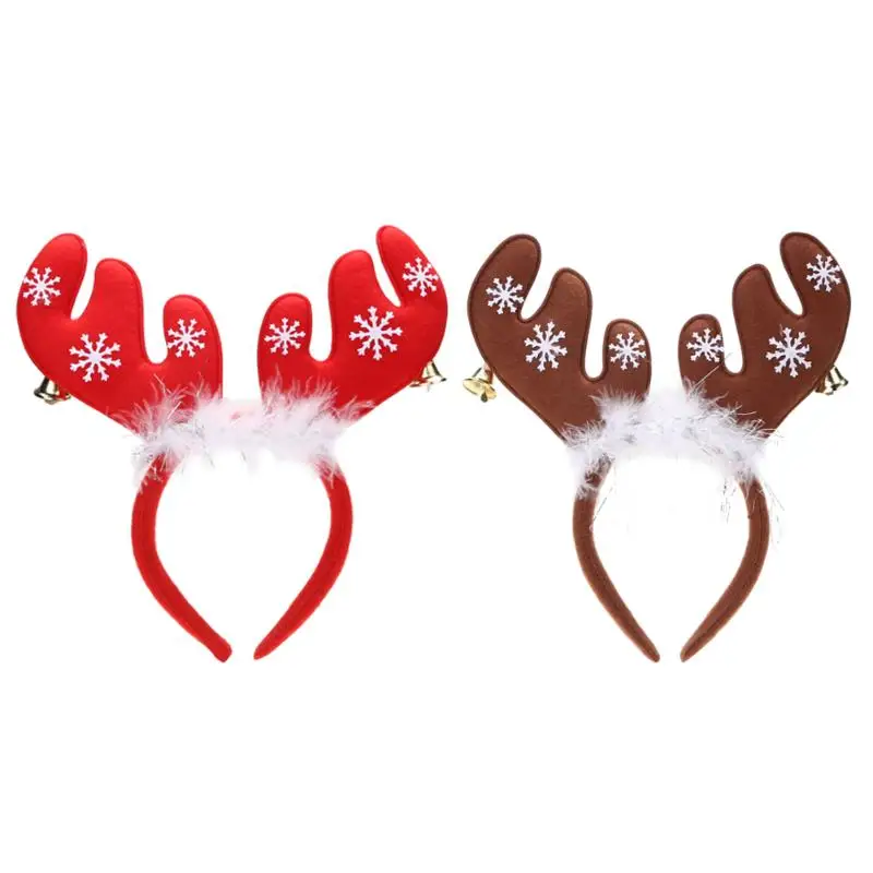 

Christmas Bell Feather Decorations Antlers Christmas Headband Party