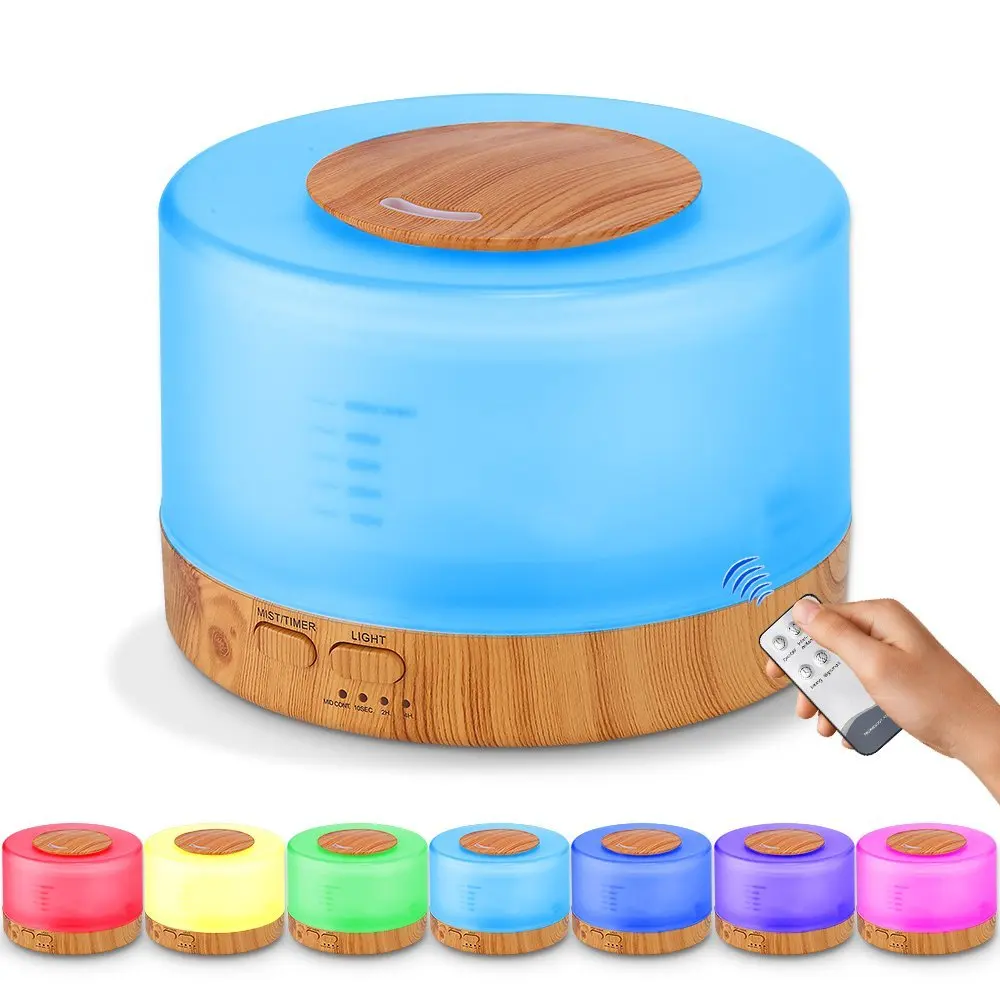 

Essential Oil Diffuser 500ML Ultrasonic Humidifiers Aroma Cool Mist Humidifier Remote Control 7 Color Led Light Timer Setting