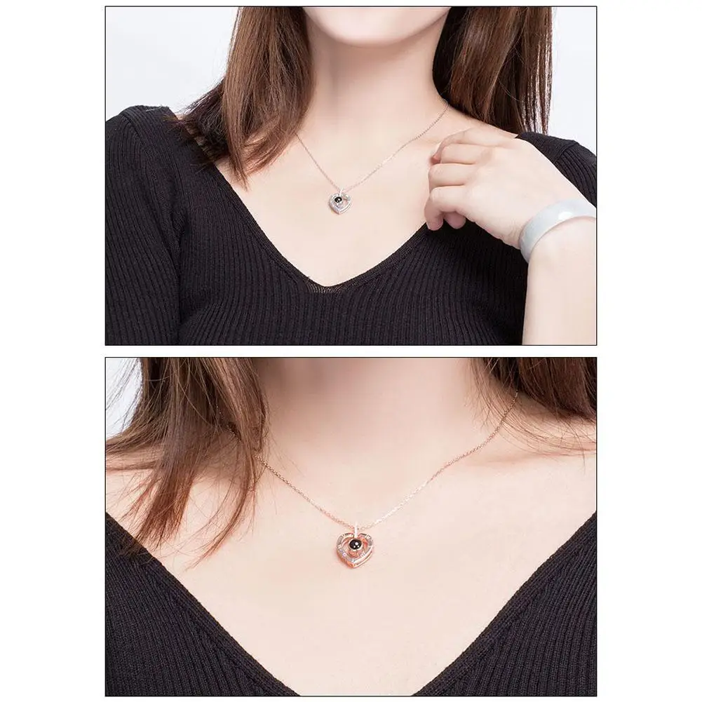 XY Fancy I LOVE YOU in 100 languages Fashion Heart Shape Pendant Necklace for Memory of Wife Girlfriend | Украшения и аксессуары