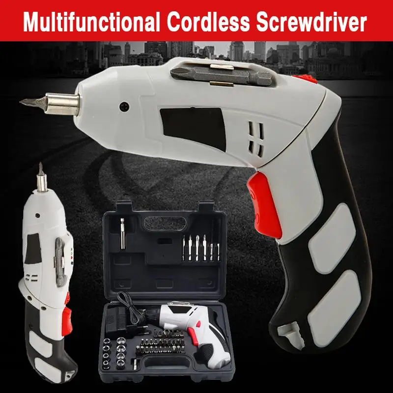 

44PCS Power Multi-Function Cordless Electric Screwdriver&Bit Set With Packing Tape Handheld Cordless Rechargeable Screw Driver