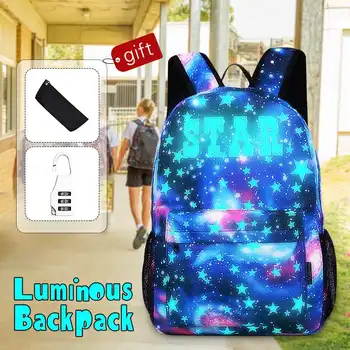 

Luminous Student Backpack School Bag for Boy Girl Laptop Daypack Camping Travel Bag with USB Charging Port Anti-theft Lock